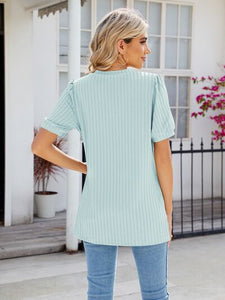 V-Neck Short Sleeve Blouse