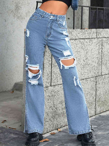 Distressed Slit Jeans - Rags 2 Riches Shop