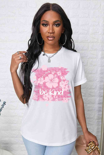 BE KIND Flower Graphic Round Neck Tee