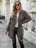 Printed Collared Longline Coat with Pockets