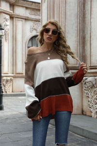 Color Block Round Neck Sweater