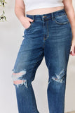 Judy Blue Full Size High Waist 90's Distressed Straight Jeans