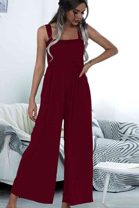 Square Neck Sleeveless Pocket Jumpsuit