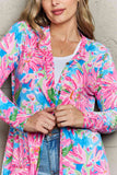 Double Take Floral Open Front Long Sleeve Cardigan