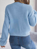 Cable-Knit Round Neck Drop Shoulder Sweater - Rags 2 Riches Shop