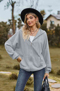 Cable-Knit Long Sleeve Hooded Jacket