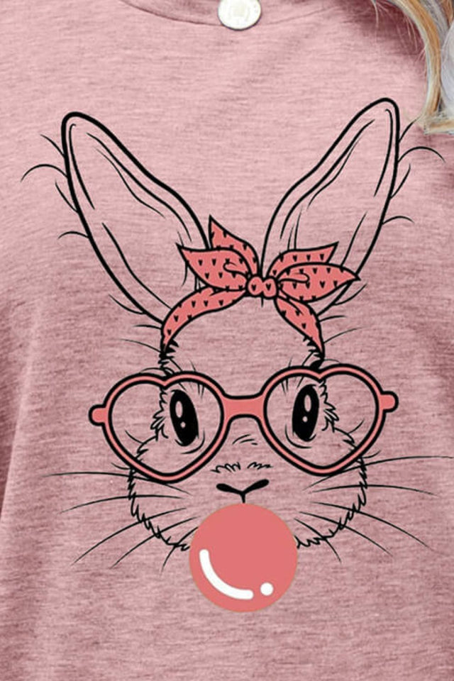 Easter Bunny Graphic Round Neck T-Shirt