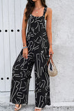 Printed Wide Strap Jumpsuit with Pockets