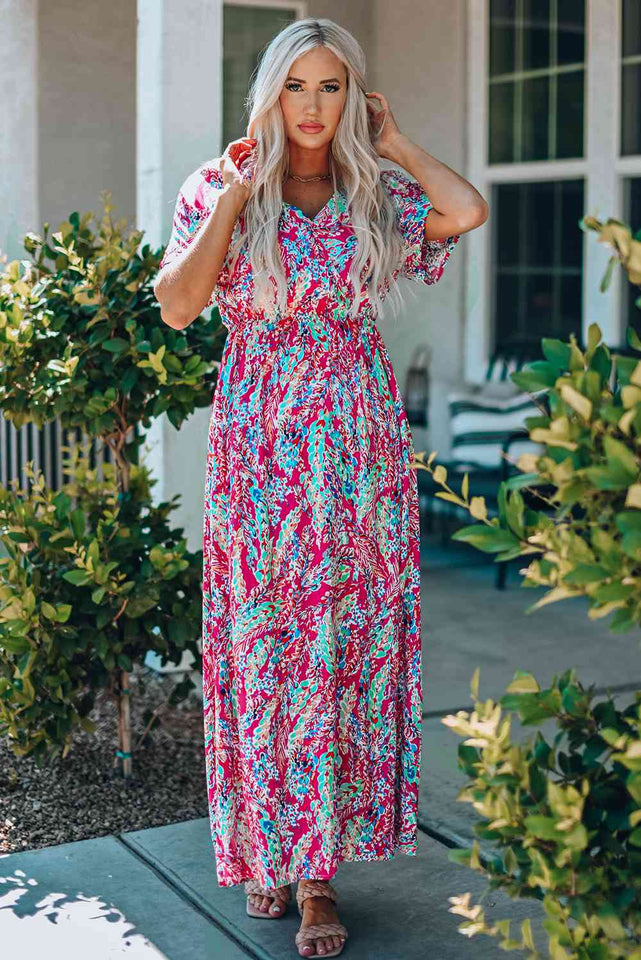 Multicolored V-Neck Maxi Dress