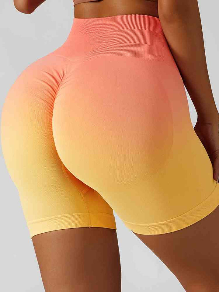 Gradient Wide Waistband Slim Fit Sports Shorts