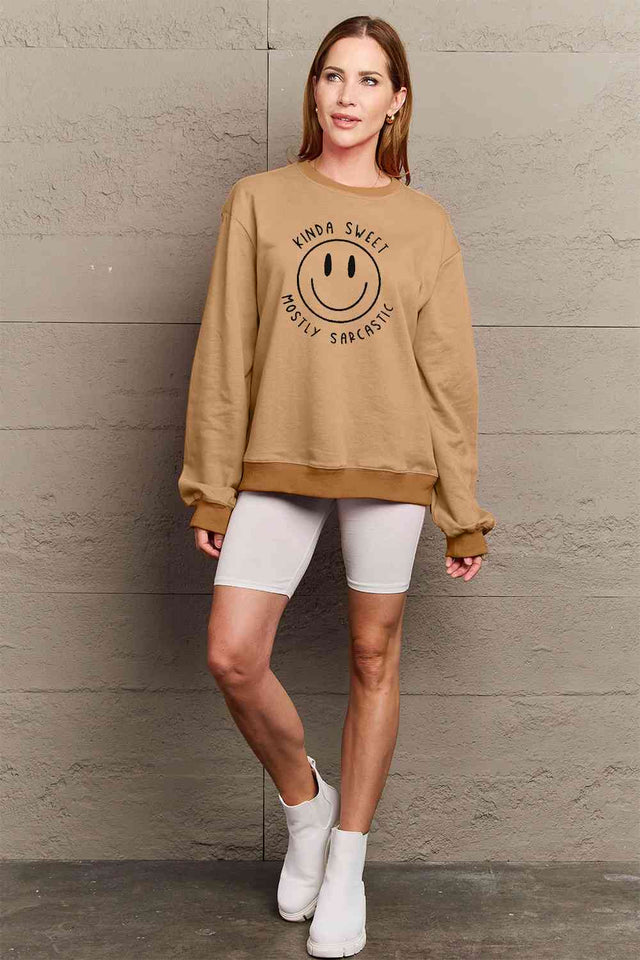 Simply Love Full Size Smiling Face Graphic Sweatshirt - Rags 2 Riches Shop