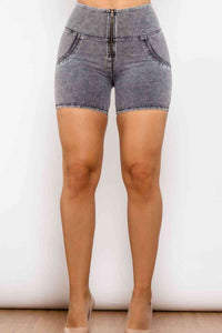 Full Size Zip Closure Denim Shorts