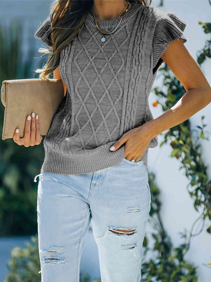 Round Neck Cap Sleeve Sweater - Rags 2 Riches Shop