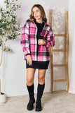 Double Take Plaid Button Up Collared Neck Jacket