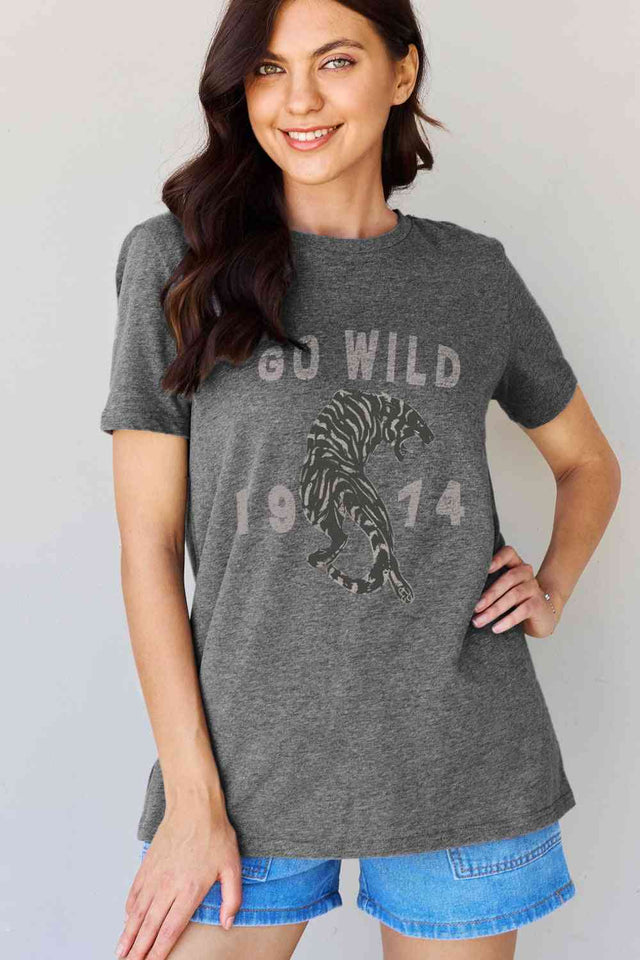 Simply Love Full Size GO WILD 1974 Graphic Cotton Tee