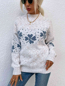 Four Leaf Clover Mock Neck Sweater - Rags 2 Riches Shop