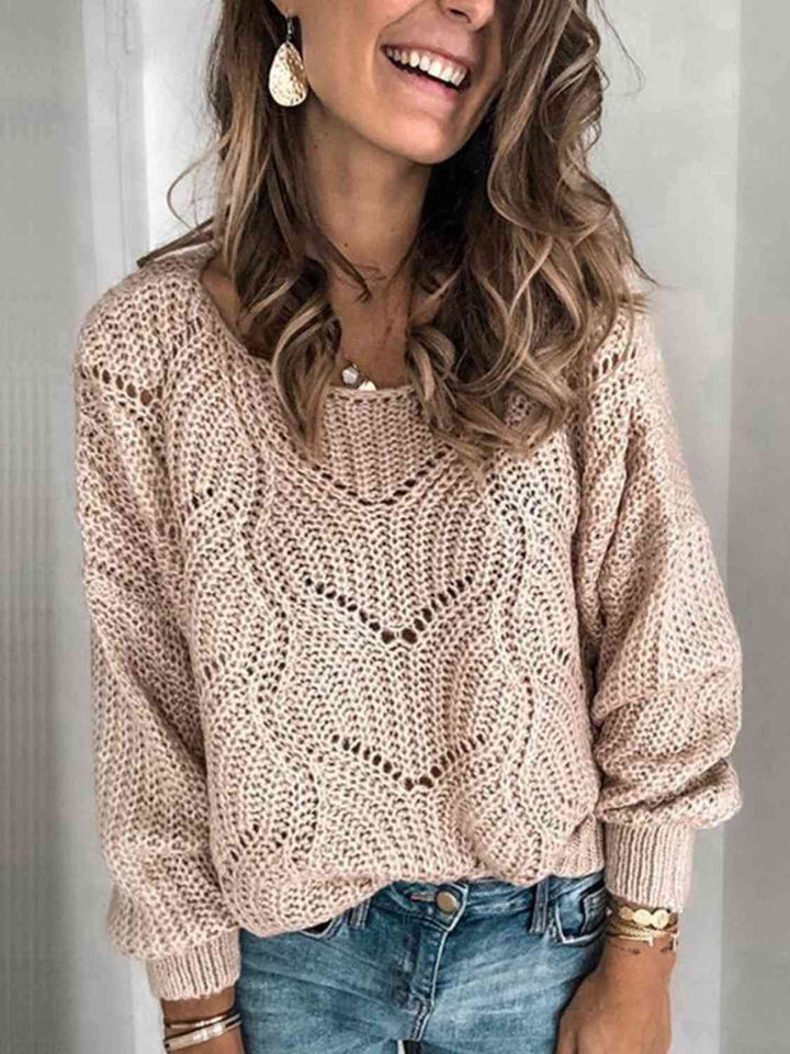 Openwork Round Neck Sweater