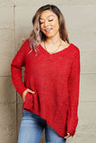 Heimish By The Fire Full Size Draped Detail Knit Sweater