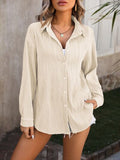 Button Up Dropped Shoulder Shirt