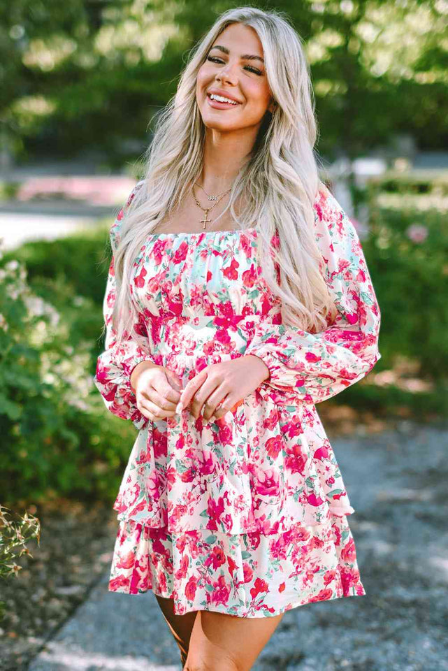 Floral Square Neck Layered Dress - Rags 2 Riches Shop