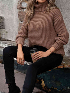 Turtleneck Rib-Knit Sweater - Rags 2 Riches Shop