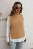 Ribbed Mock Neck Sleeveless Sweater Vest