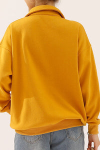 Ninexis Full Size Quarter-Button Collared Sweatshirt