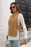 Ribbed Mock Neck Sleeveless Sweater Vest