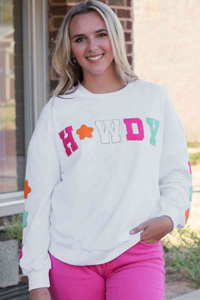 HOWDY Graphic Round Neck Sweatshirt - Rags 2 Riches Shop