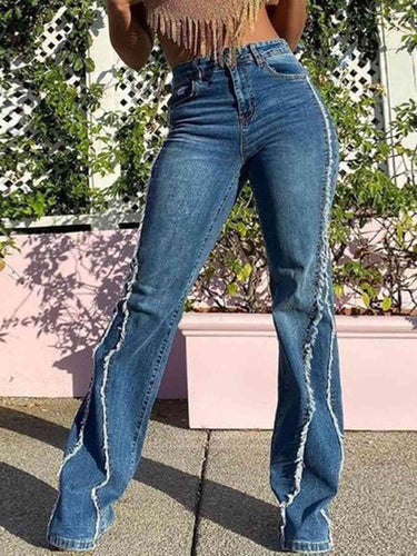 Raw Hem High Waist Jeans - Rags 2 Riches Shop