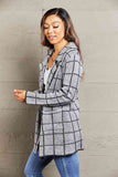 Double Take Printed Open Front Lapel Collar Cardigan with Pockets