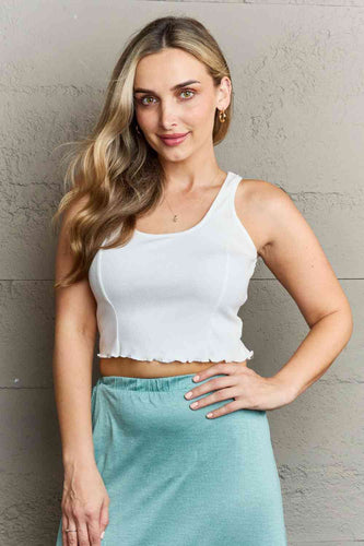 HIDDEN Bow Down Sleeveless Ruffle Crop Top