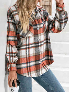 Plaid Collared Neck Button Down Jacket