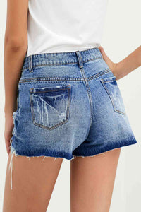 Distressed Button Fly Denim Shorts