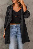 Double Take Drawstring Hooded Longline Jacket