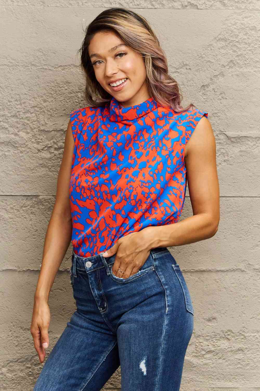 Printed Round Neck Tank Top