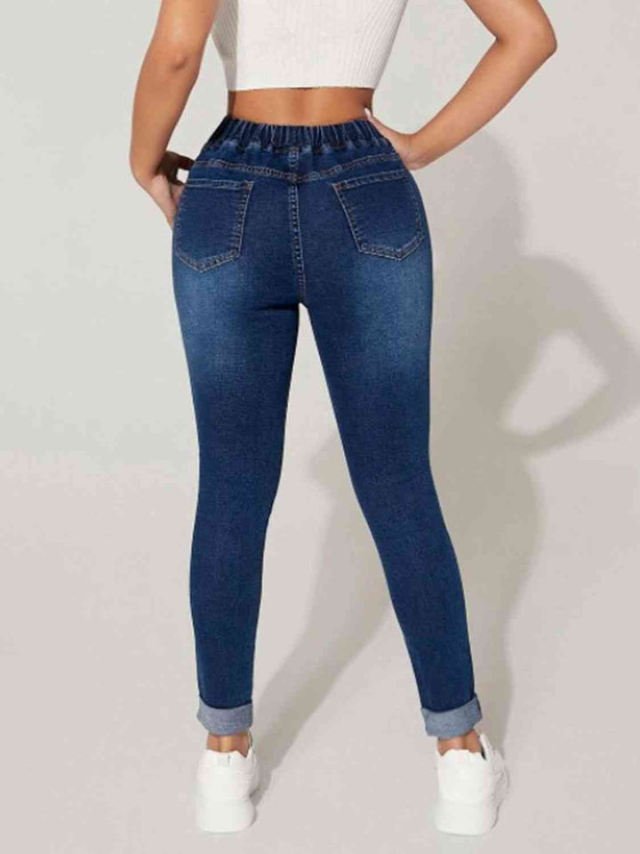 Drawstring Cropped Jeans - Rags 2 Riches Shop