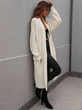 Double Take Waffle Knit Open Front Duster Cardigan With Pockets