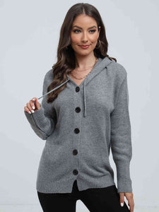 Button Down Drawstring Hooded Cardigan - Rags 2 Riches Shop