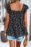 Printed Square Neck Cap Sleeve Blouse