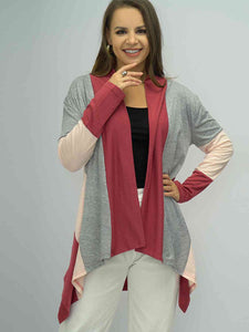 Color Block Open Front Cardigan