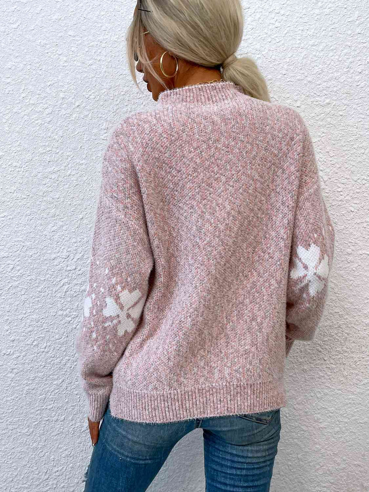 Four Leaf Clover Mock Neck Sweater - Rags 2 Riches Shop