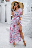 Printed Tied Half Sleeve Slit Dress