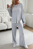 Contrast Trim Round Neck Top and Pants Set