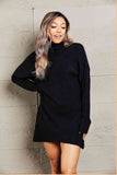 Double Take Rib-Knit Turtleneck Drop Shoulder Sweater Dress