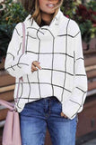 Plaid Turtleneck Drop Shoulder Sweater