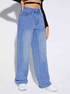 Buttoned Fly Long Jeans - Rags 2 Riches Shop