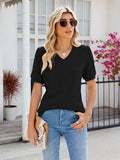 V-Neck Short Sleeve Blouse