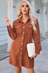 Button Down Puff Sleeve Dress - Rags 2 Riches Shop