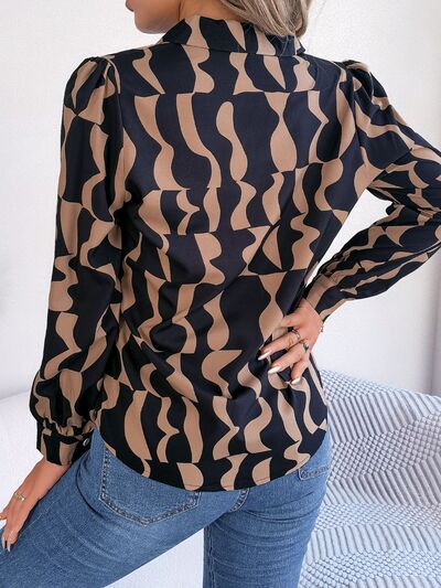 Printed Button Up Long Sleeve Shirt